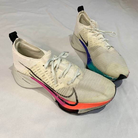 Nike Air Zoom Tempo NEXT% Flyknit White Pink Blue Men’s Running Shoes Size 8.5 - Picture 2 of 13